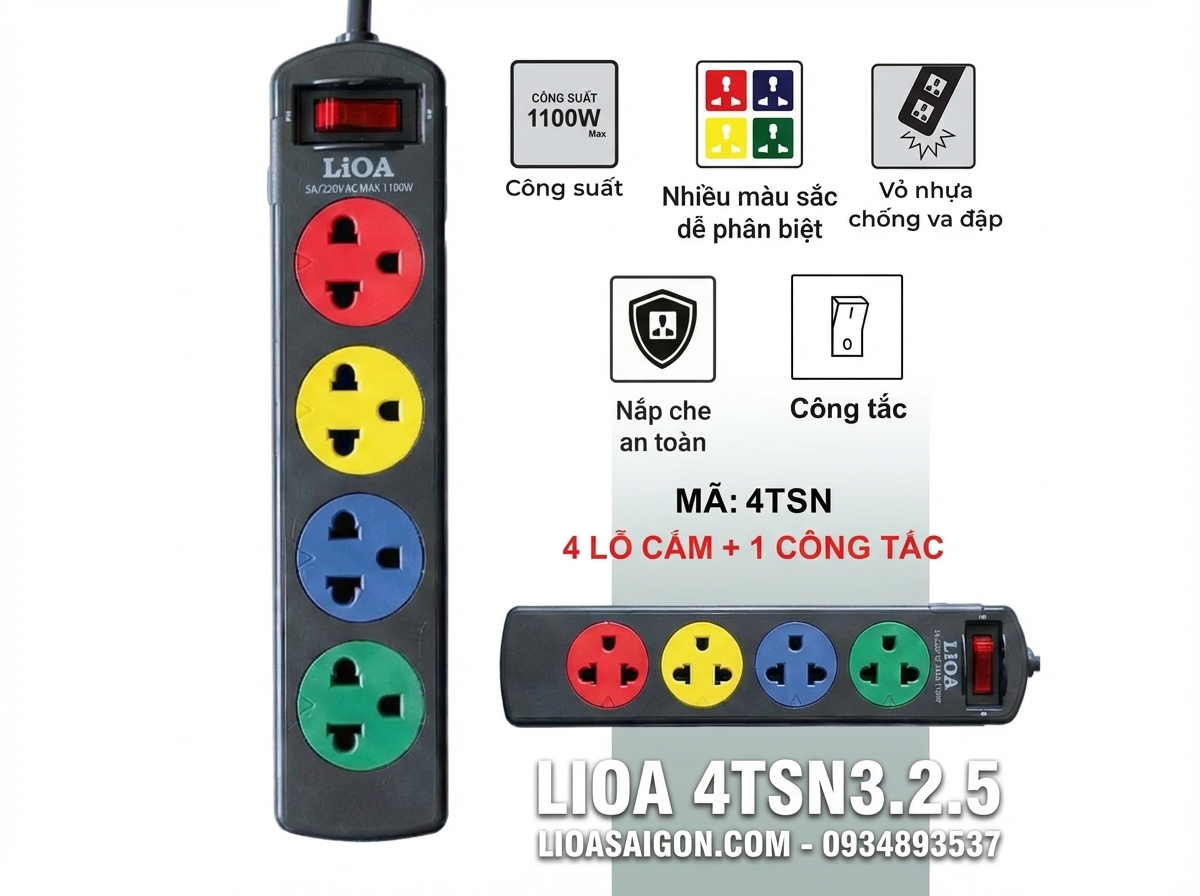 Ổ CẮM LiOA 4TSN3.2.5 (4 LỖ – 3 MÉT)